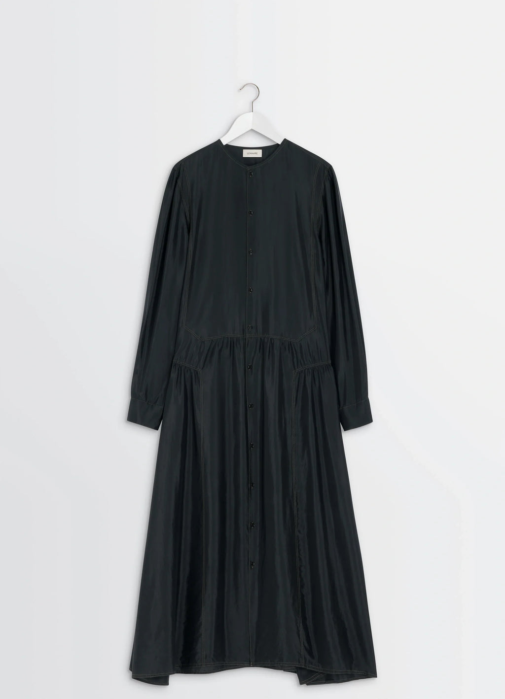 Black Buttoned Robe ROBE BOUTONNÉE - Black - TOILE DE SOIE - Femme | LEMAIRE
