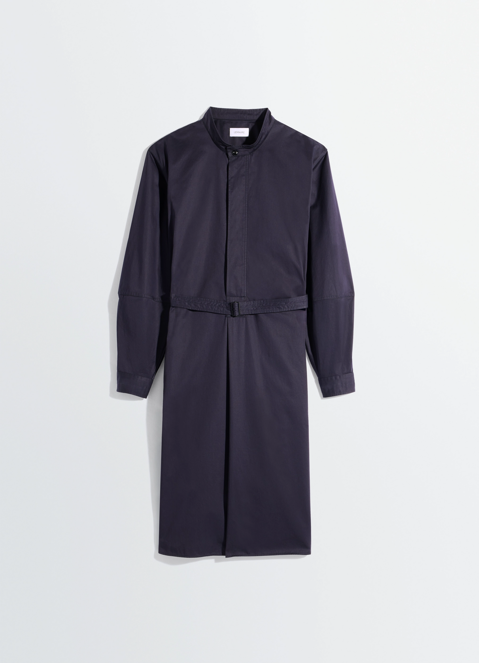 Liquette dress in light cotton satin, product shot, hanging view banded cuff sleeves