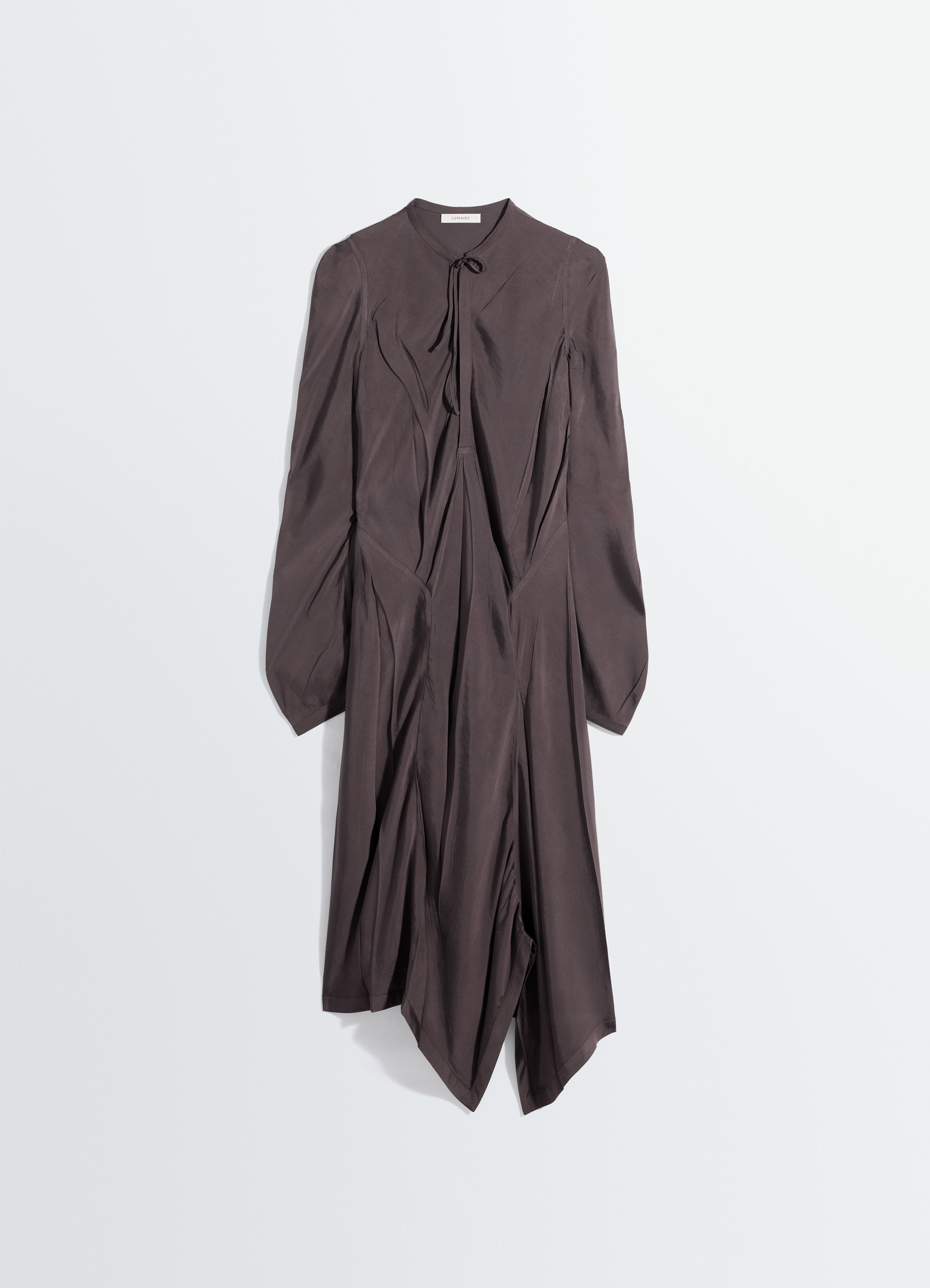 long sleeve bias dress LEMAIRE creased bias dress in poly viscose twill