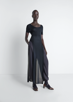porridge modern belted column dress Porridge Antonia Twist-Front Ribbed Maxi Dress