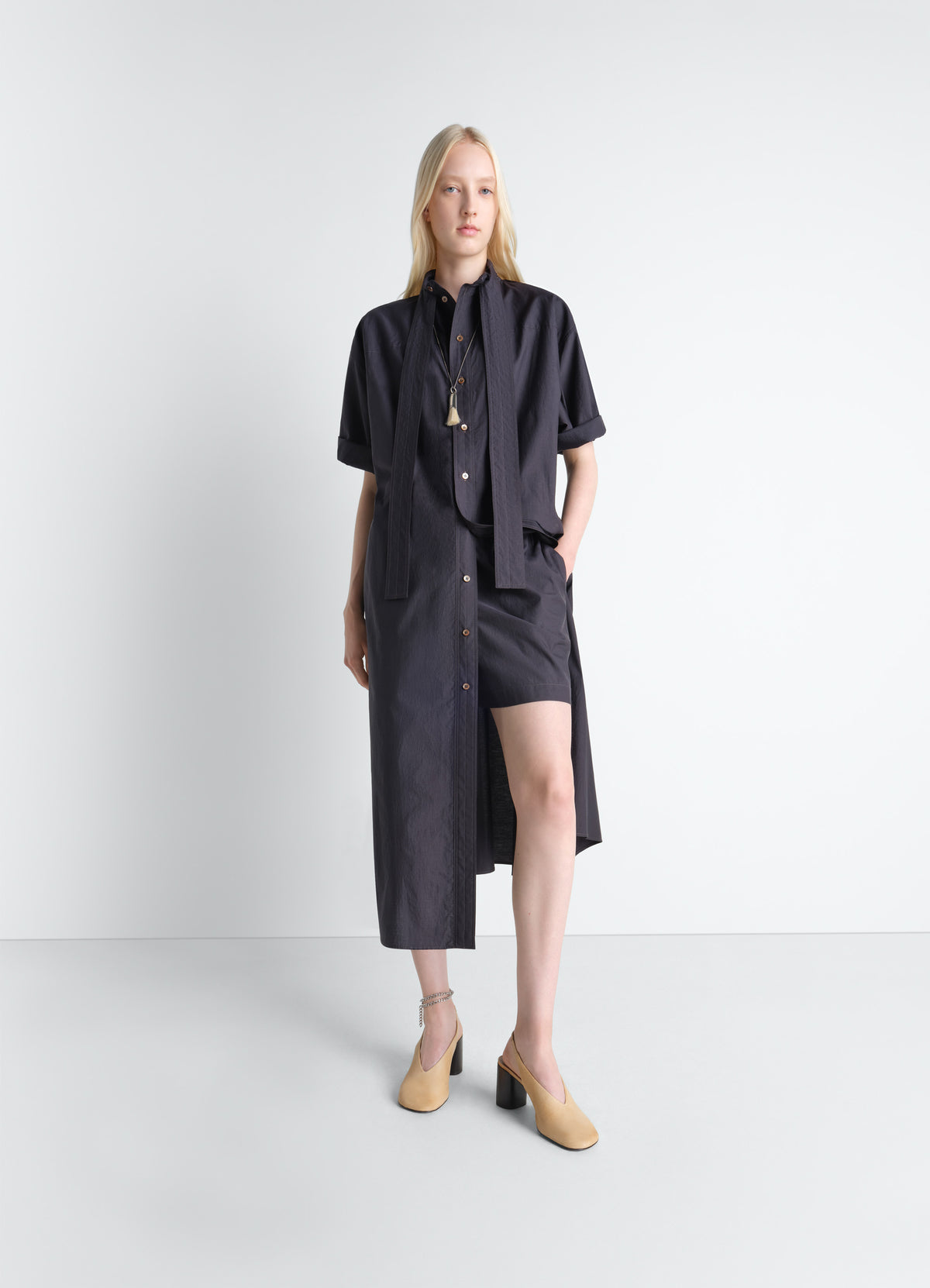 ROBE TUBE RÉVERSIBLE EN COTON ET SOIE LAVÉ