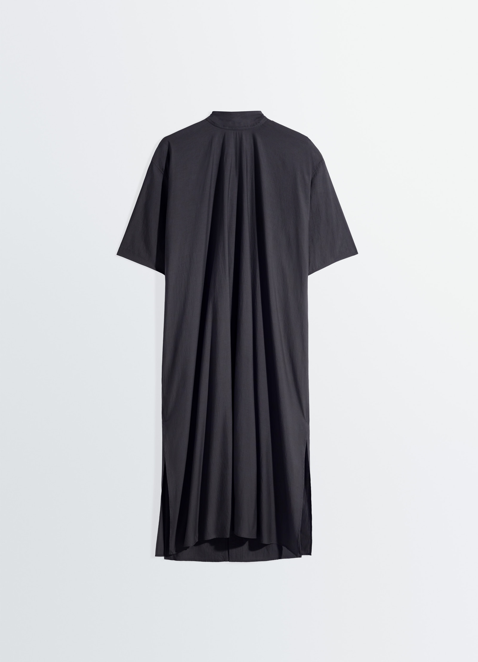 Reversible tube dress in washed cotton silk, product shot, rear detail view pleated back, short sleeve
