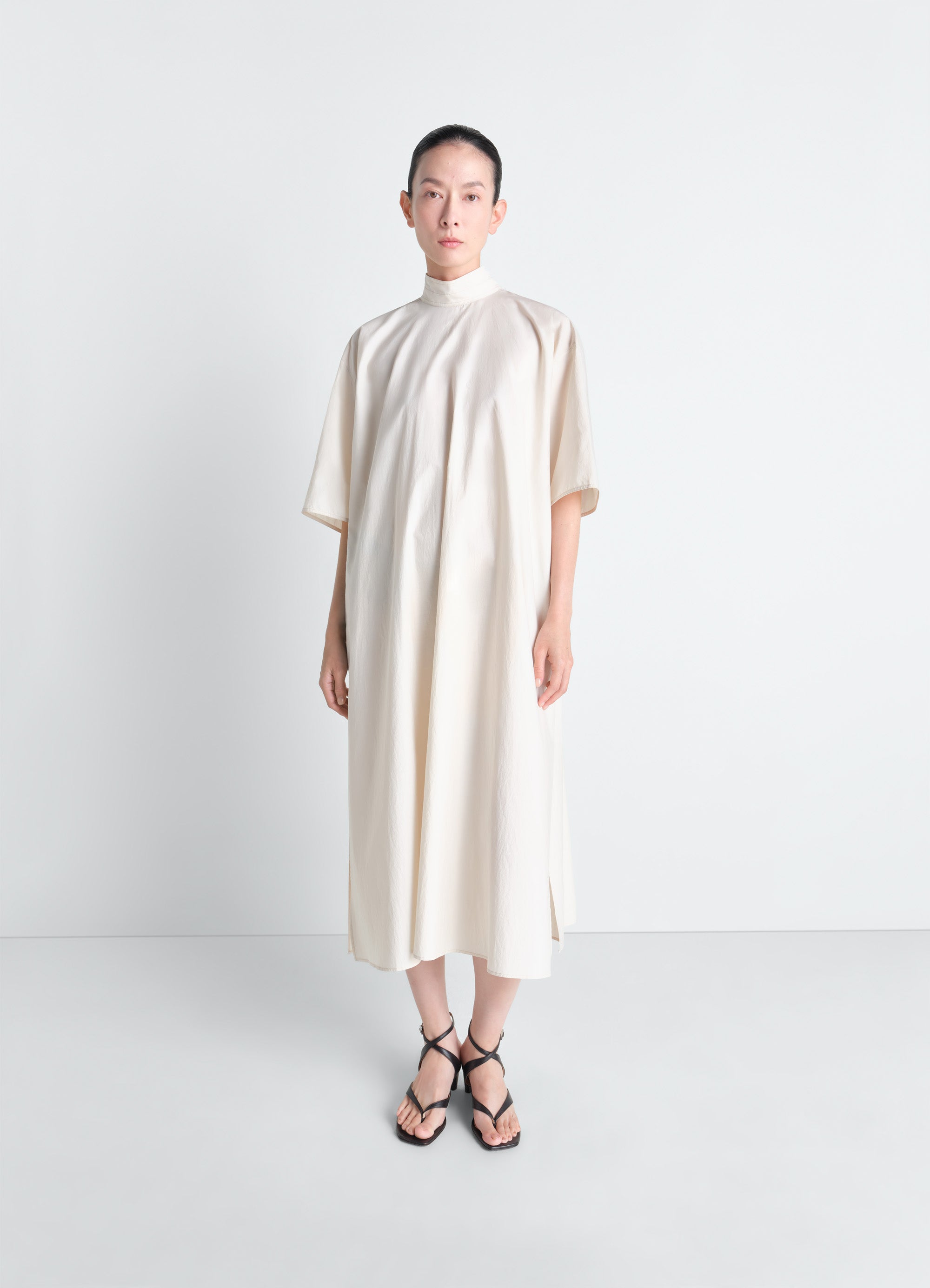 ウォッシュドコットンシルクのリバーシブルチューブドレス - Light