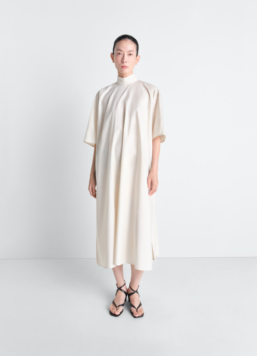 Reversible tube dress in washed cotton silk