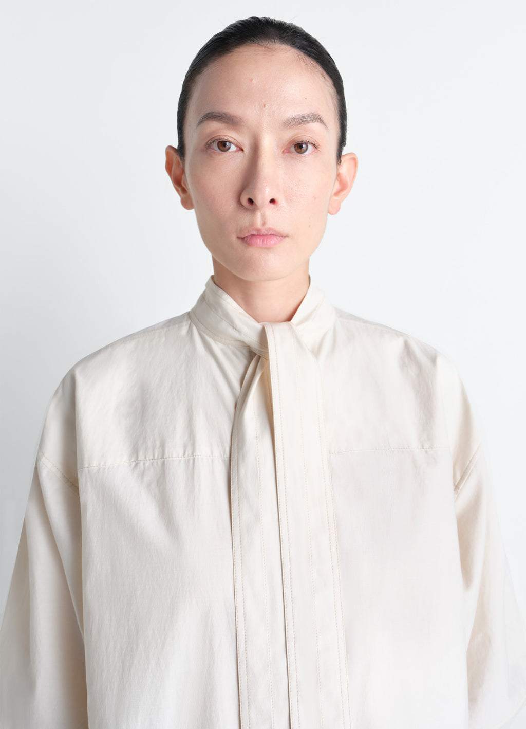 Reversible tube dress in washed cotton silk