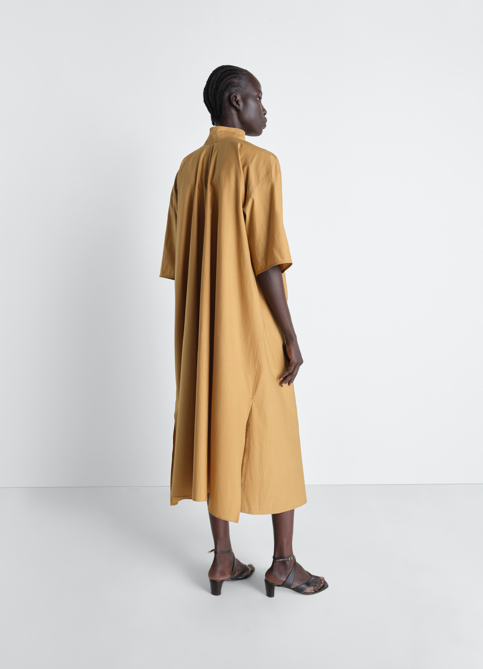 Reversible tube dress in washed cotton silk