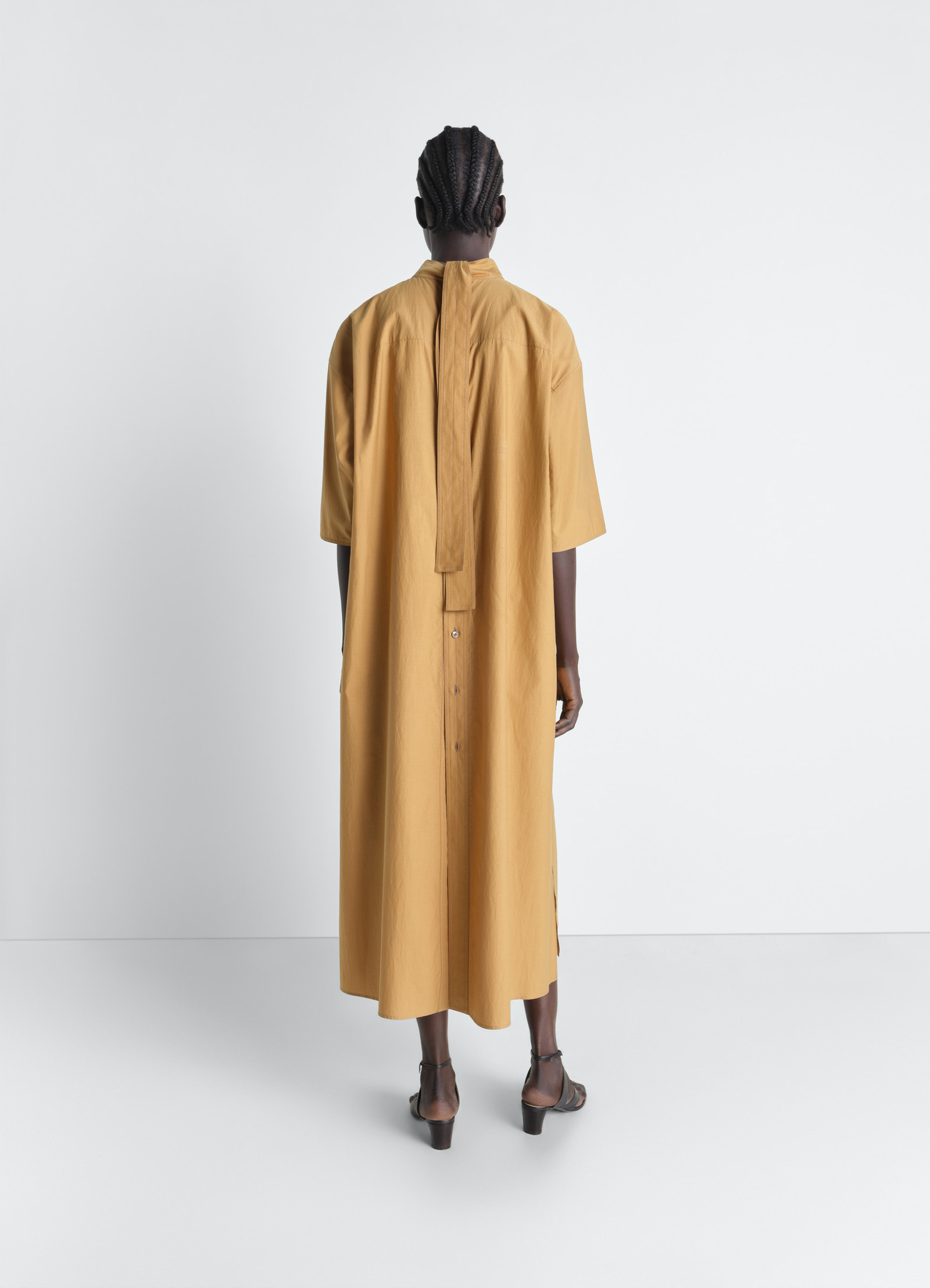 Reversible tube dress in washed cotton silk