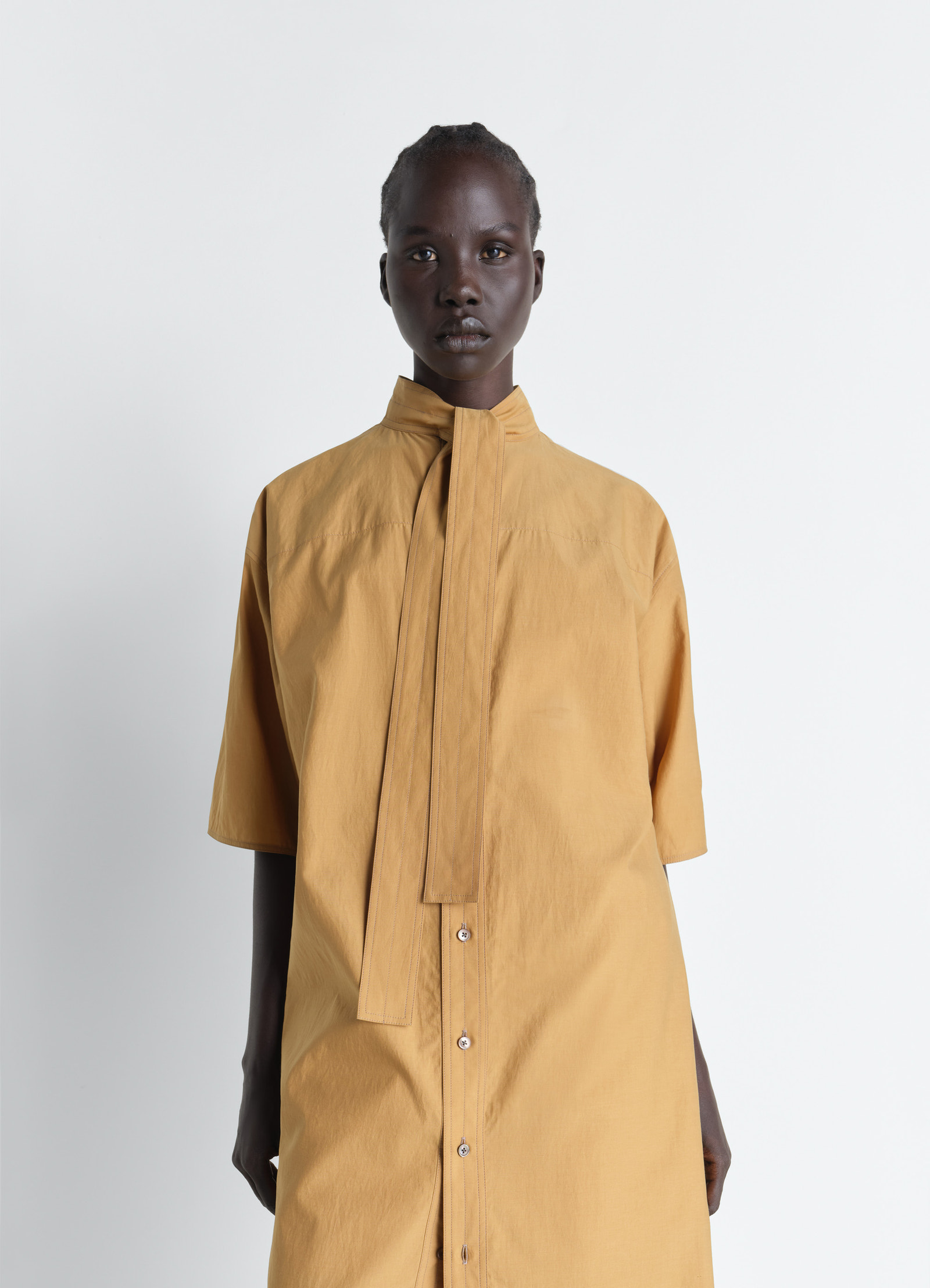 Reversible tube dress in washed cotton silk