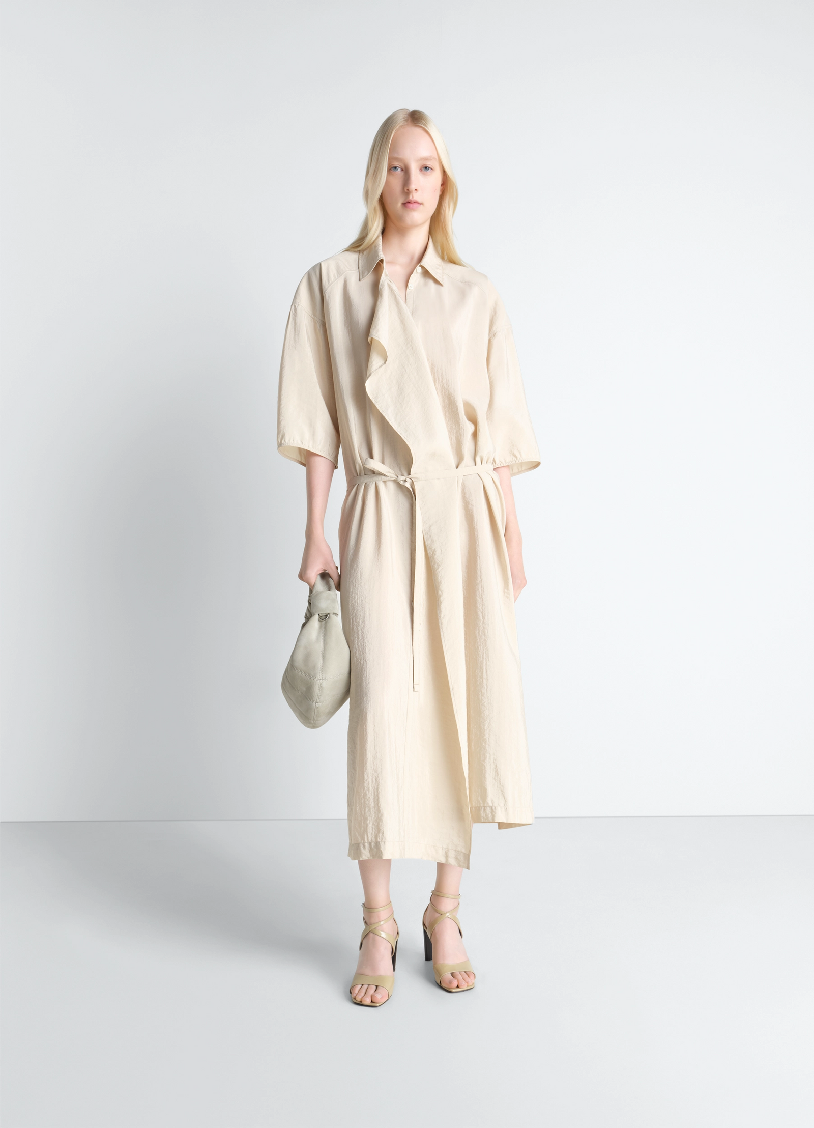 LEMAIRE asymmetrical shirt dress in dry silk LEMAIRE asymmetrical shirt dress in dry silk