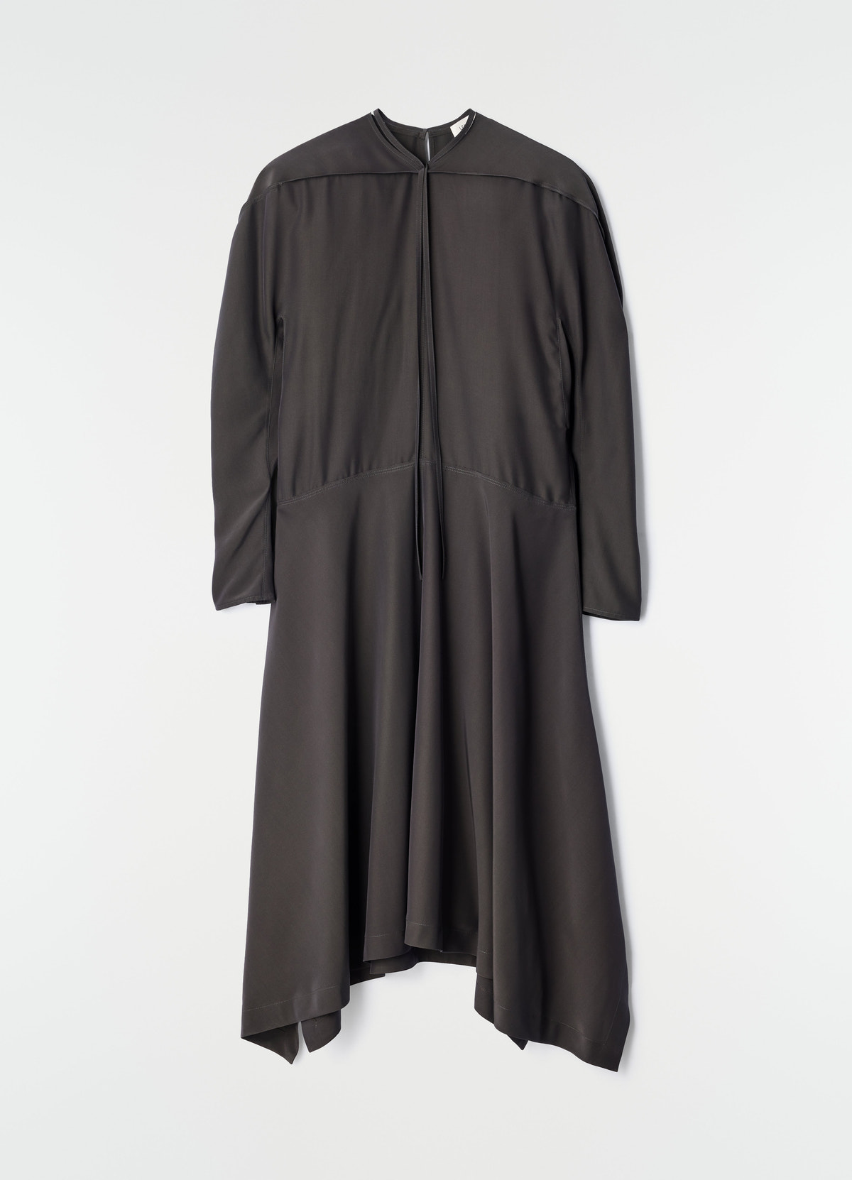 Midi dress in black silk and viscose cloth lemaire front flat lay on white background