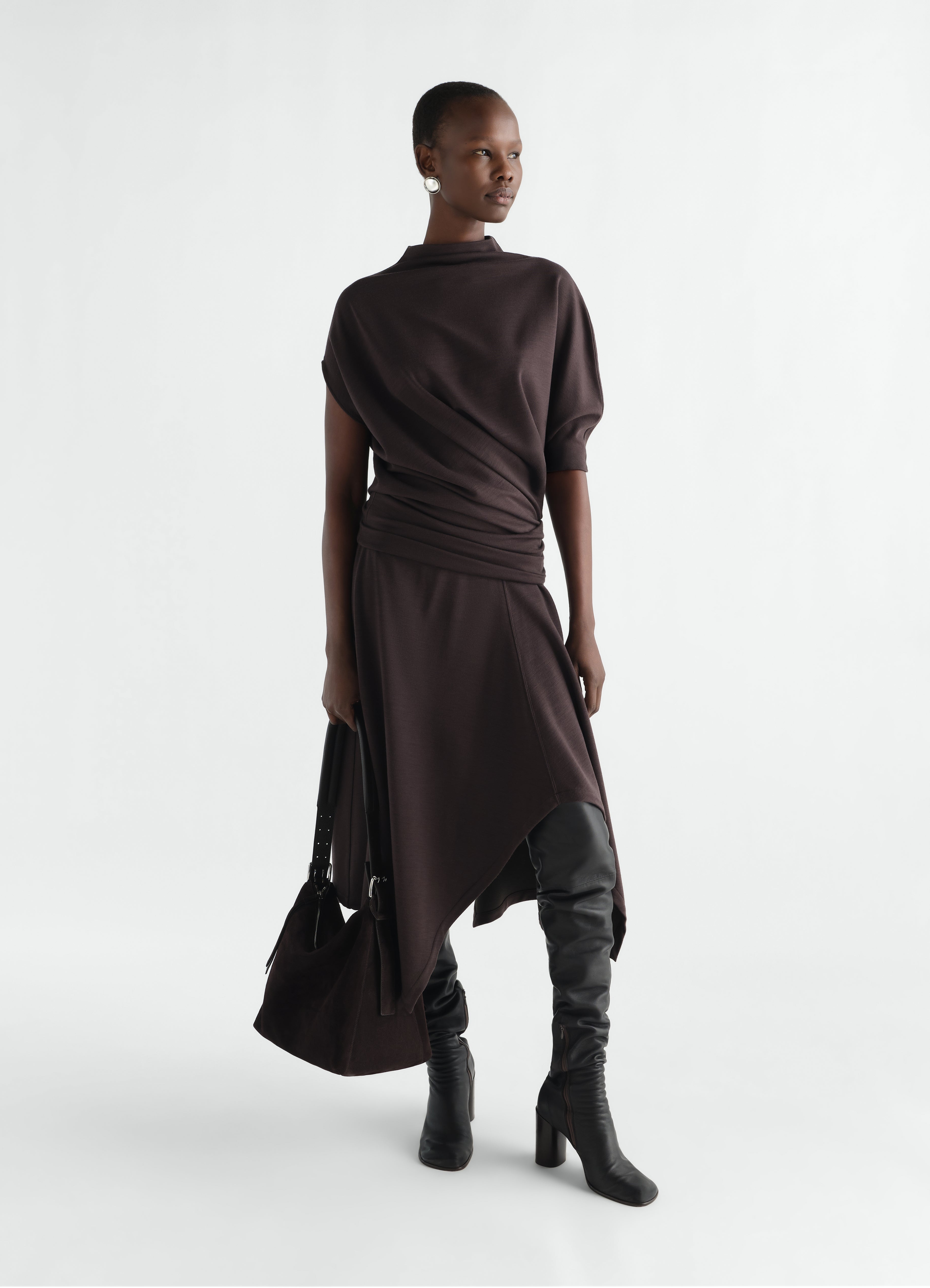 ABITO EFFETTO TWISTED IN JERSEY INTERLOCK MISTO LANA