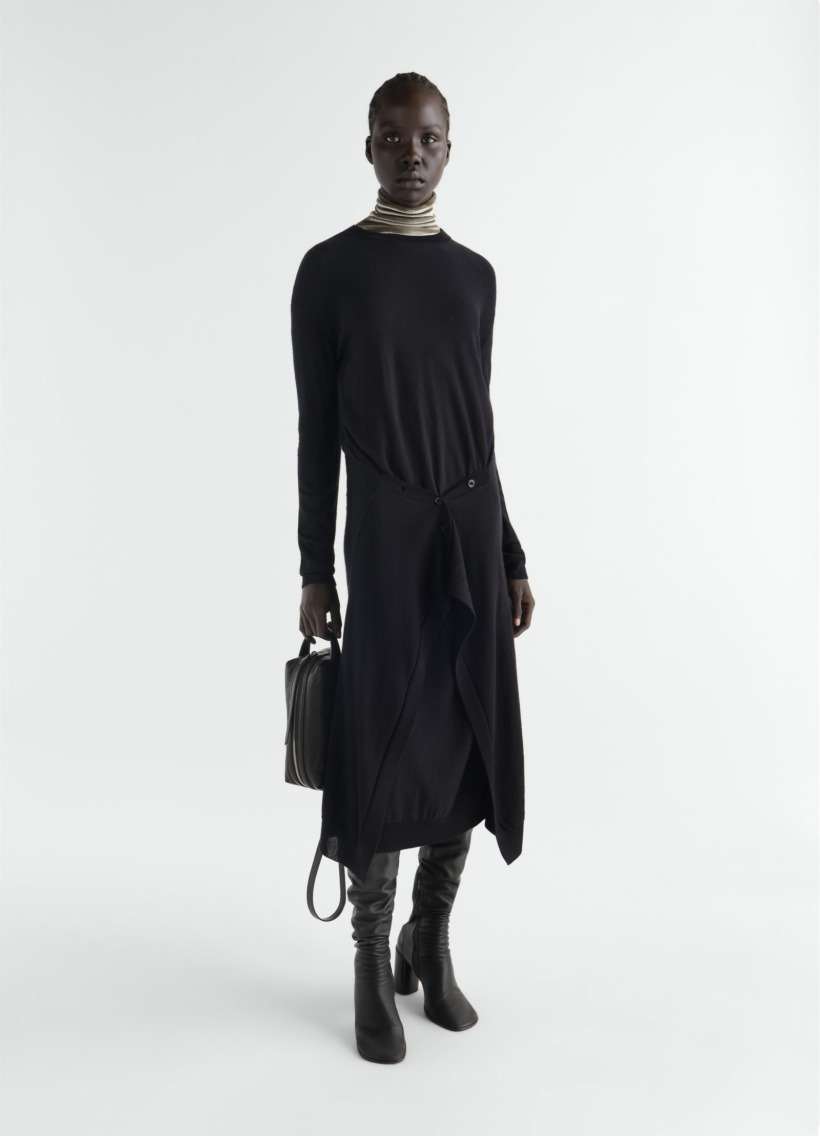 LEMAIRE buttoned dress in merino wool blend