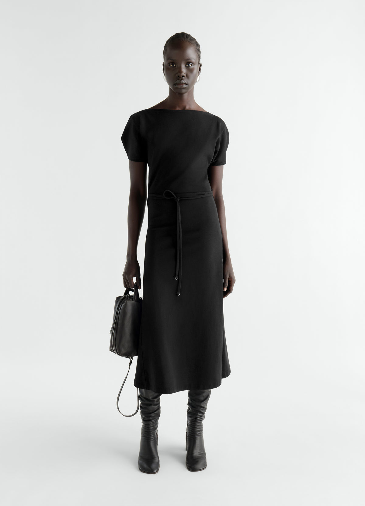 lemaire twisted cotton jersey midi dress Belted in heavy maxi dress fall