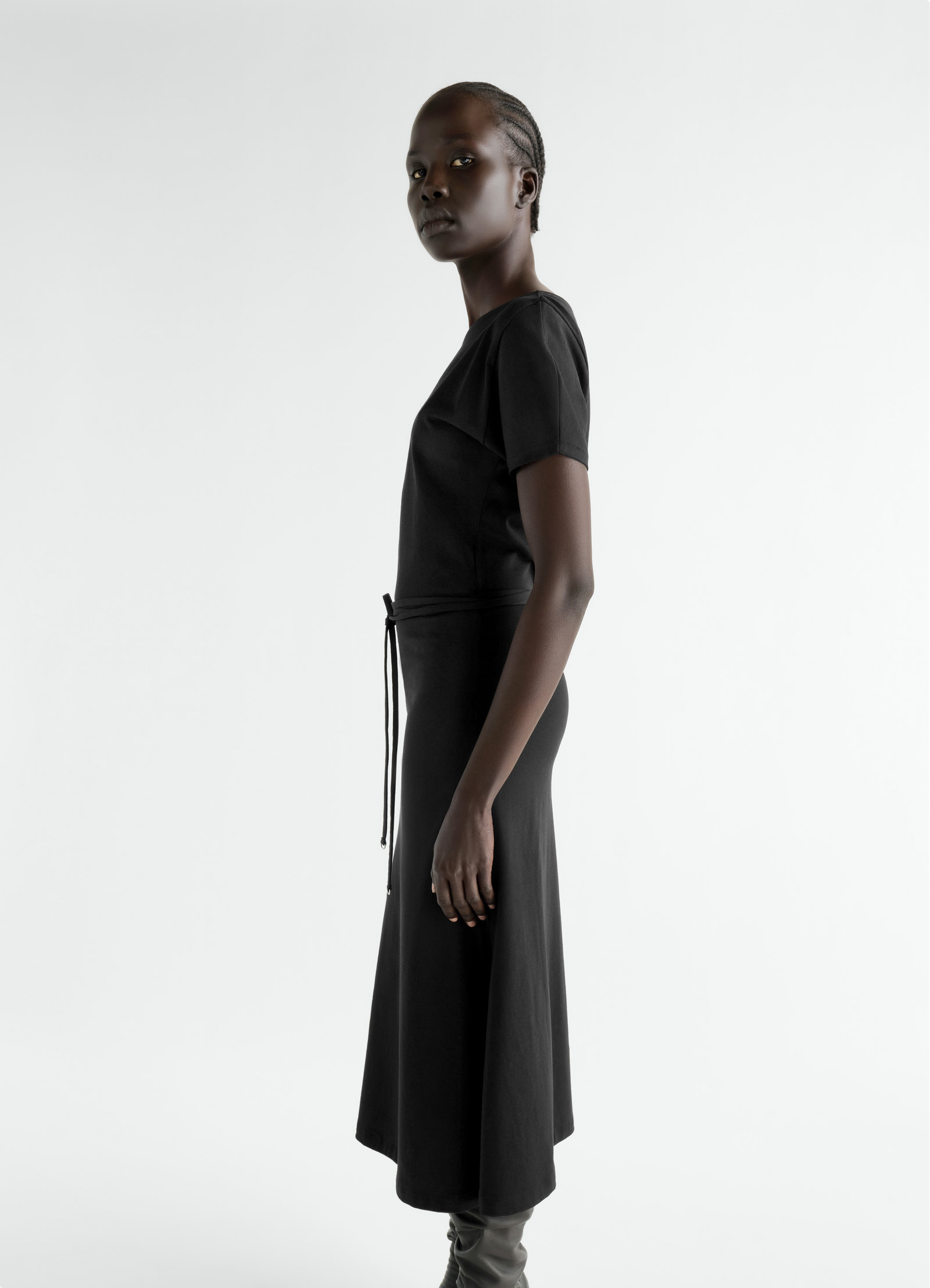 Belted dress in heavy cotton jersey