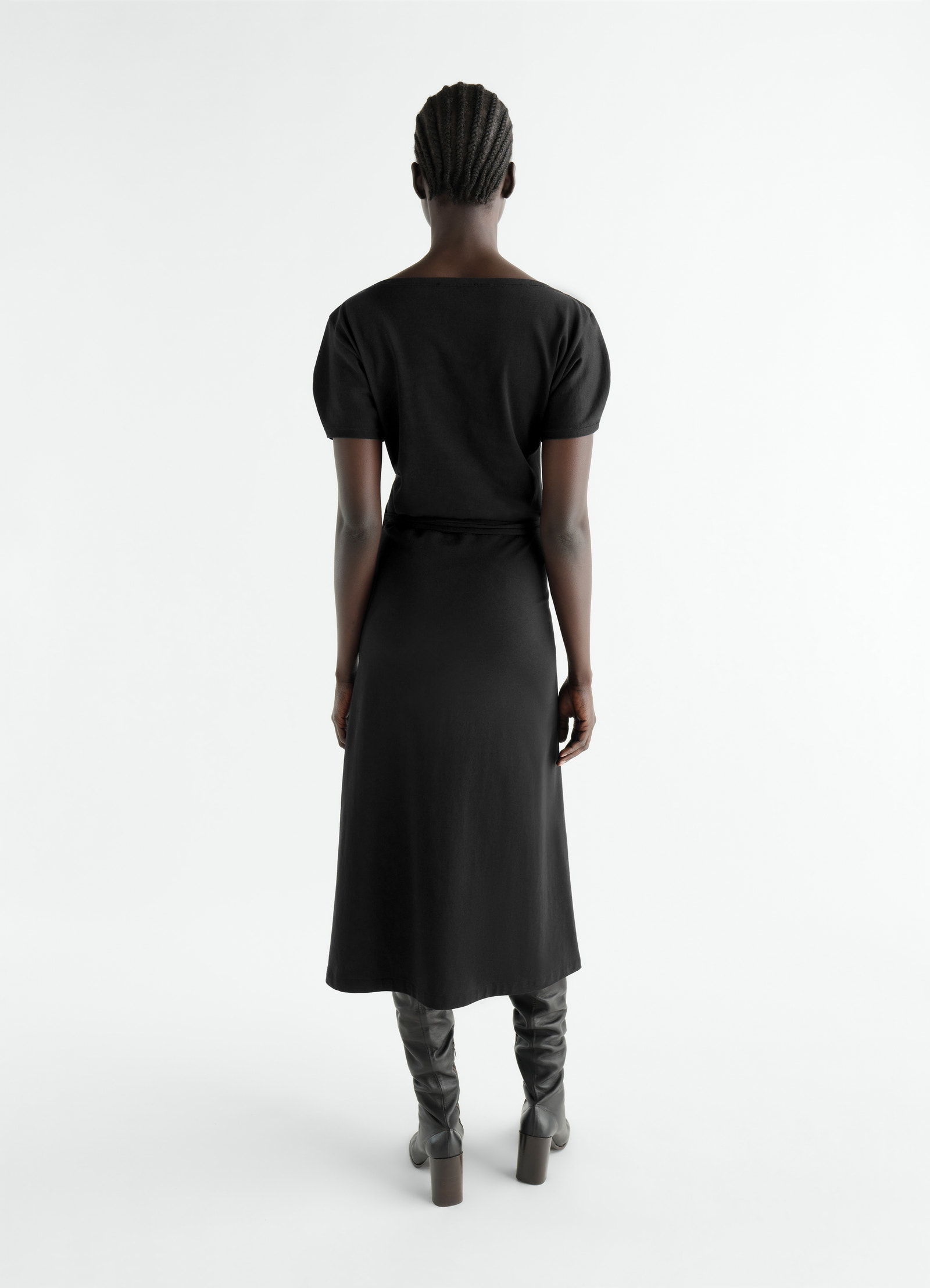 Belted dress in heavy cotton jersey