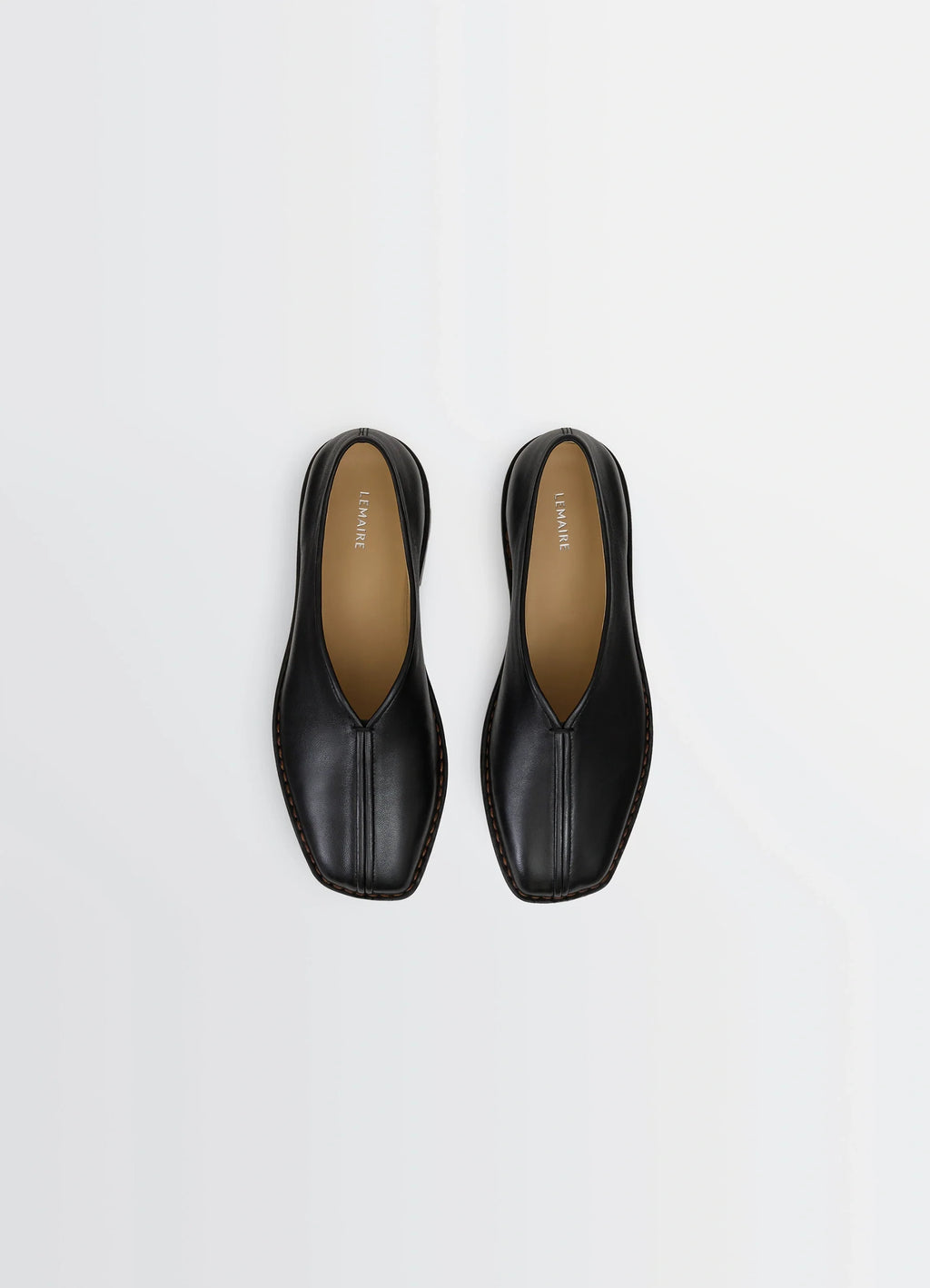 Lemaire Piped Slippers in Black Nappa Leather, detail view 5 styling 5