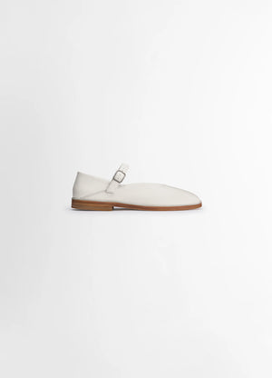 Lemaire Ballerina Shoes in Smooth Lamb Nappa Leather, product shot, Side view Adjustable strap with buckle