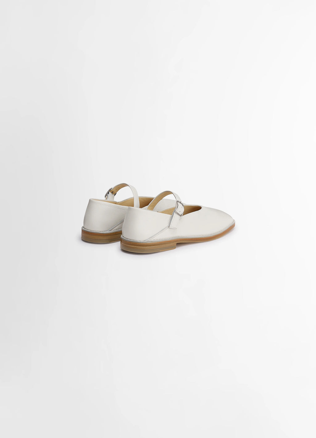 Lemaire Ballerina Shoes in Smooth Lamb Nappa Leather, product shot, back view textured rubber sole