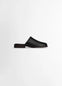 Lemaire Square Mule in Black Vegetable-Tanned Buffalo Leat, product shot, Side view Square toe, minimal shape