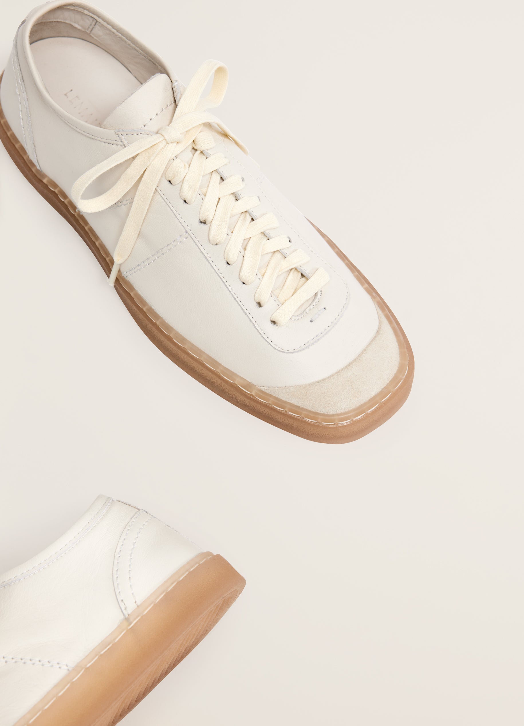 Clay | Trainers Laced White Leather Soft in Linoleum LEMAIRE Up