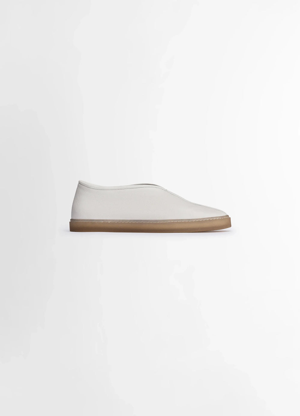 Lemaire Linoleum Piped Sneakers in Smooth Soft Cow Leather, product shot, Side view Square toe, stitched cupsole