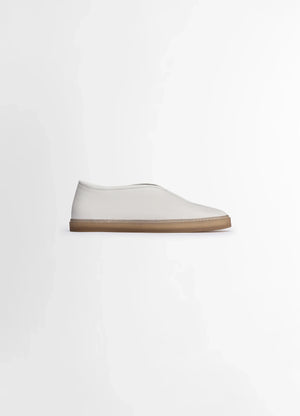 Lemaire Linoleum Piped Sneakers in Smooth Soft Cow Leather, product shot, Side view Square toe, stitched cupsole