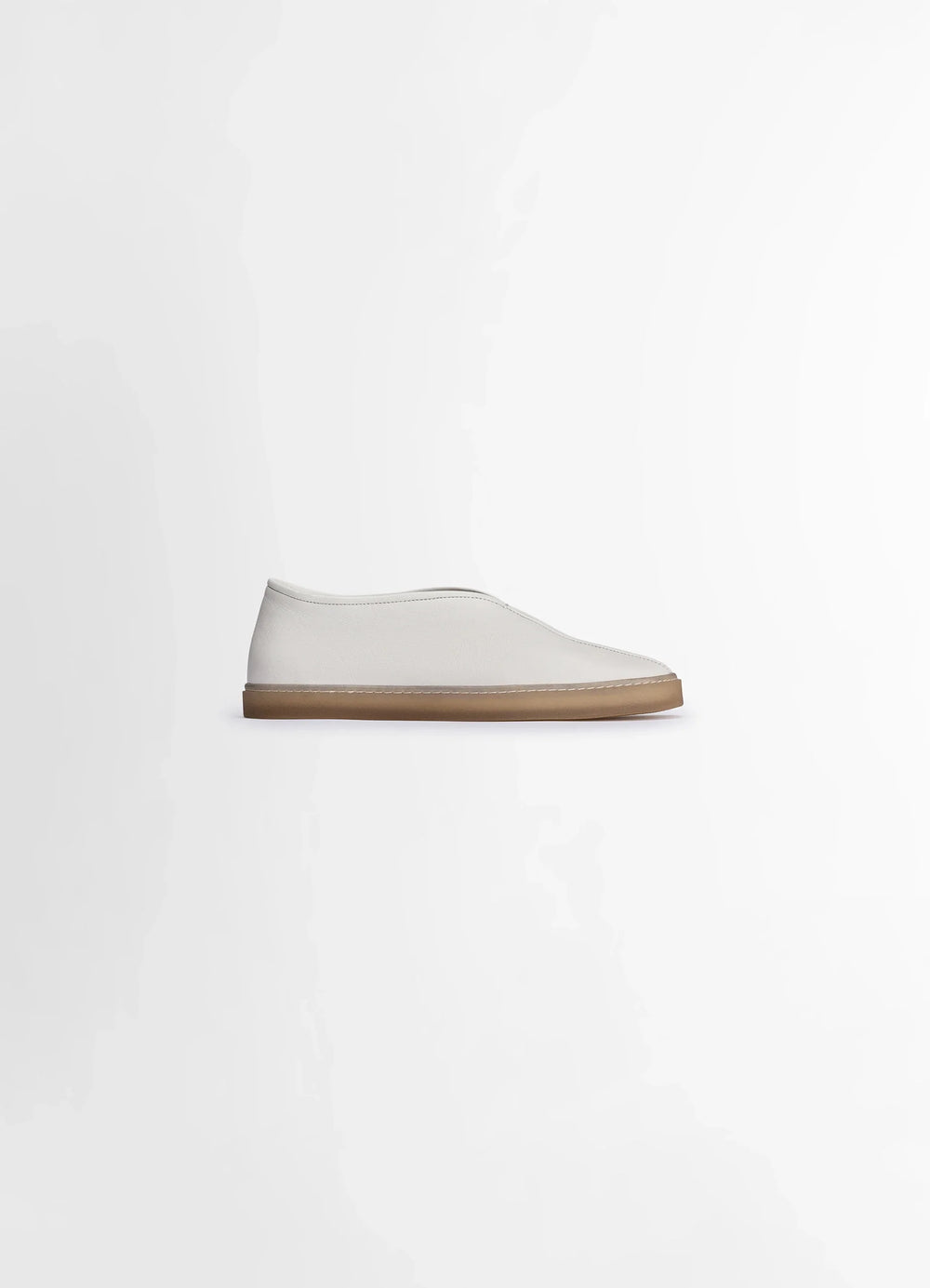 Lemaire Linoleum Piped Sneakers in Soft Cow Leather, product shot, Side view Square toe, stitched cupsole