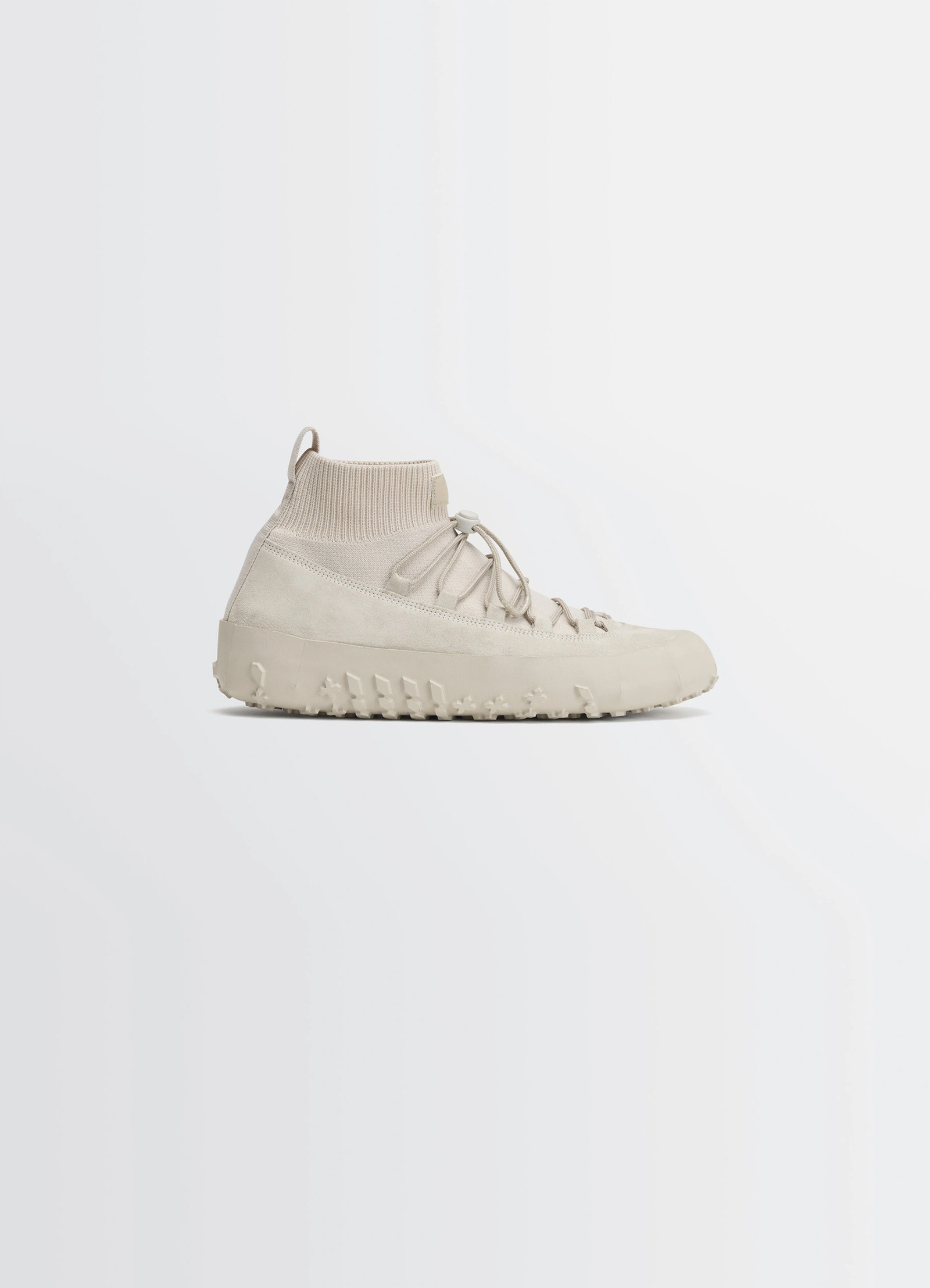 Vibram wrap on sneakers in textured hand-sueded lambskin, product shot, side view wraparound sole