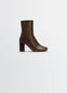 Lemaire Anatomic Boots in Glossy Vegetable-Tanned Leather, product shot, Side View Round Toe, 80mm Heel