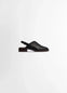 Lemaire Cross Flat Sandals in Black Vegetable Nappa Leather, product shot, Side view Square open toes, cut-out effect