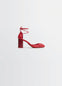 MICRO BALLERINA 85 in red supple leather, product shot, side view ankle strap, block heel