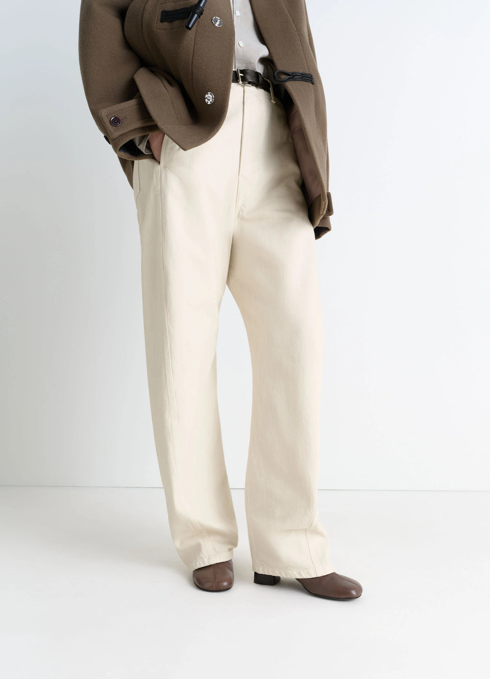 Anatomic Boots 55 in Glossy Vegetable-Tanned Leather, model shot, worn detail shot square-toe design