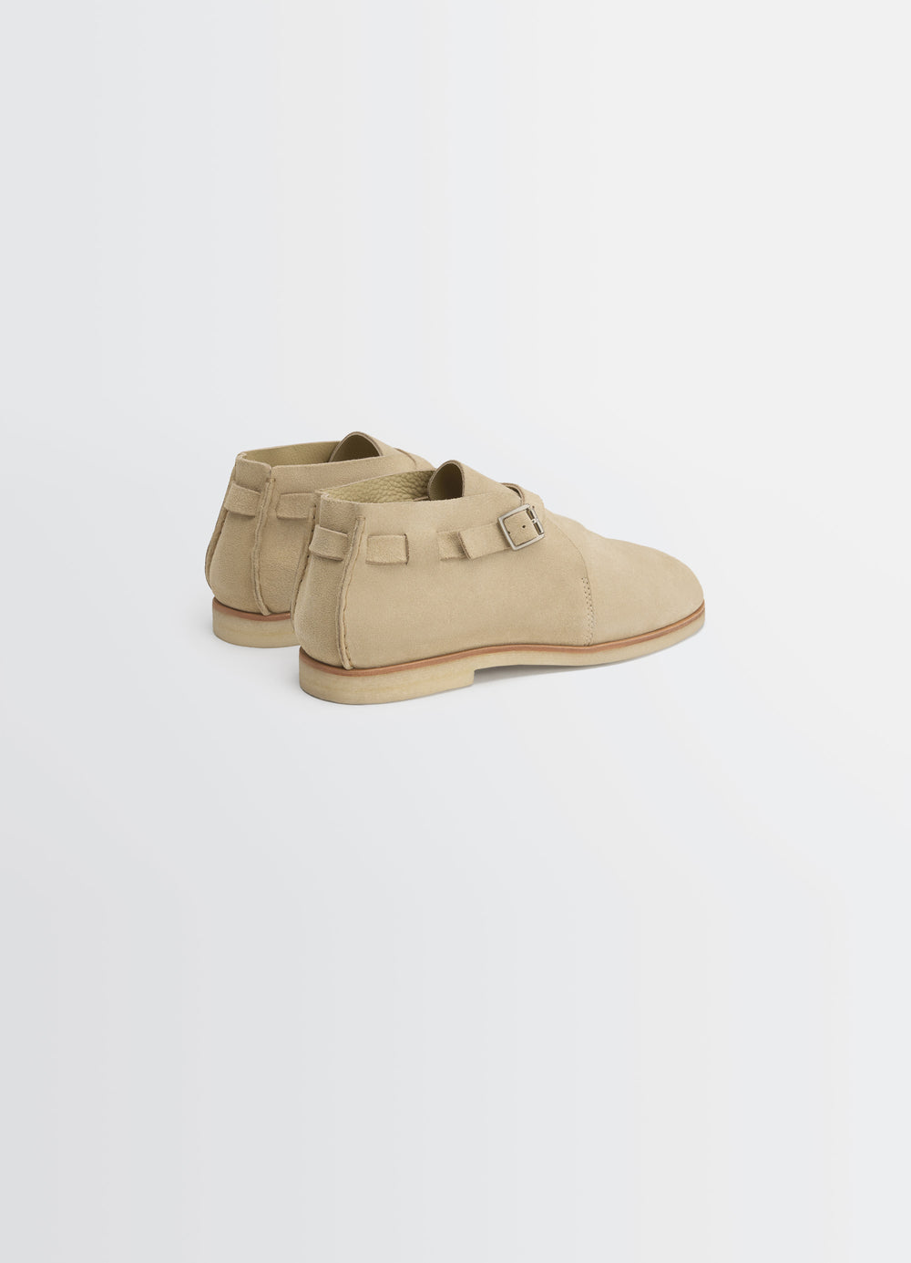 Lemaire Buckle Slip-On in Suede Leather, product shot, rear angle ankle-high cut