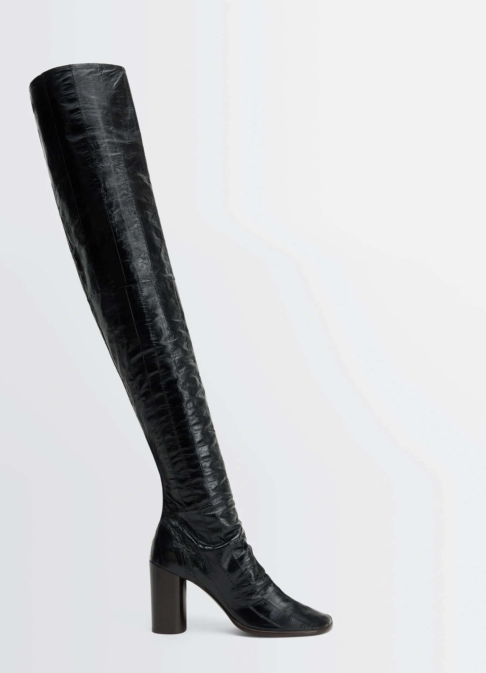 Glove high boots 80 in eel leather, product shot, side view thigh high