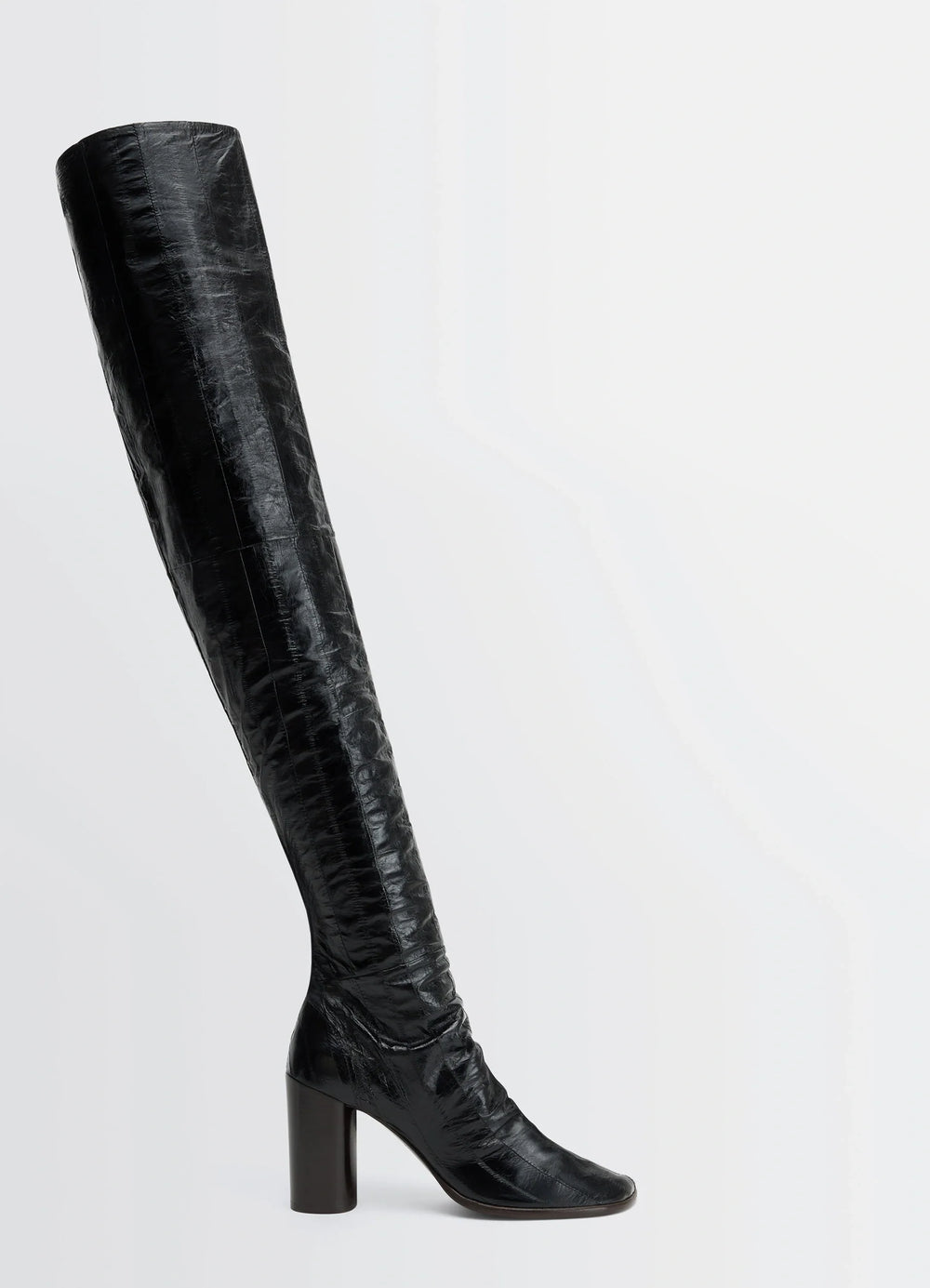 Glove High Boots 80 in Eel Leather, product shot, Side View Thigh High