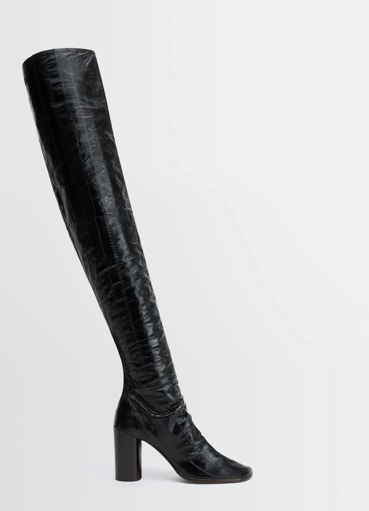 Glove High Boots 80 in Eel Leather, product shot, Side View Thigh High