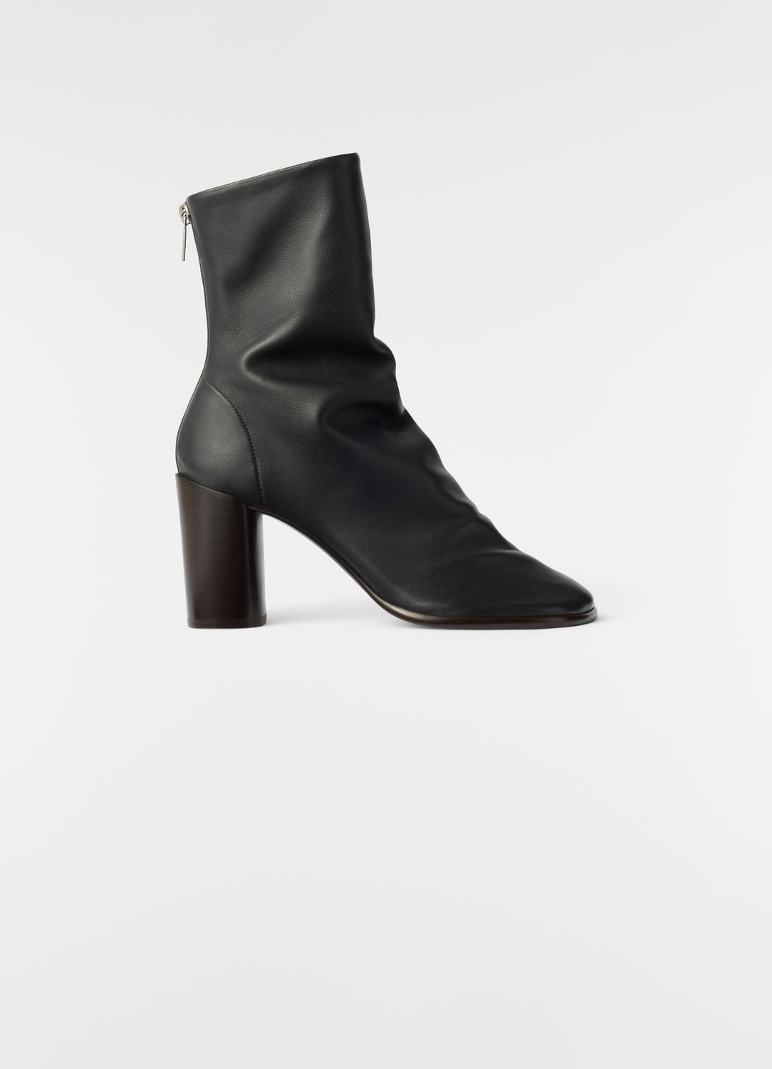 GLOVE ANKLE BOOTS WITH 80MM HEEL IN LEATHER