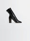 Glove Ankle Boots 80 in Eel Leather Black, product shot, Side view High-heeled booties