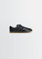 Vintage Running Sneakers in Black Nappa Lamb Leather, product shot, Side view Rubber-soled, stitched panels