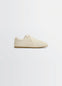 Soft Runner in Cream Hand-Sueded Lambskin, product shot, Side view Rubber-soled, stitched panels