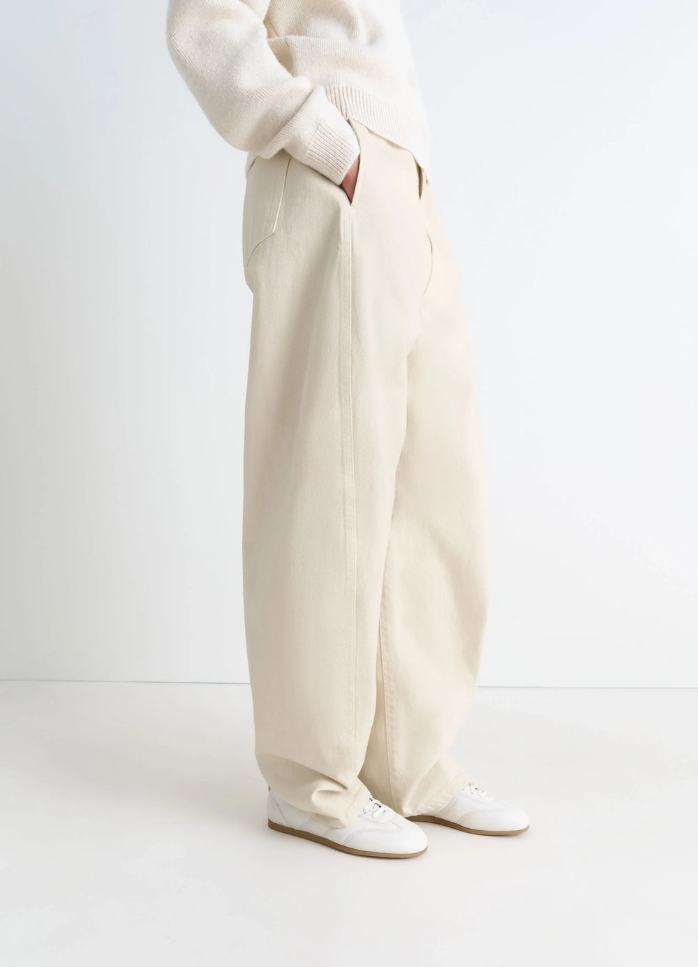 Soft Runner Sneakers in LWG Gold nappa lamb leather, model shot, detail shot stitched padded panels