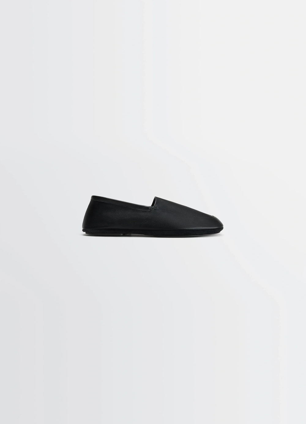 LWG Gold Indoor Slippers in Nappa Lamb Leather Black, product shot, side view smooth supple material