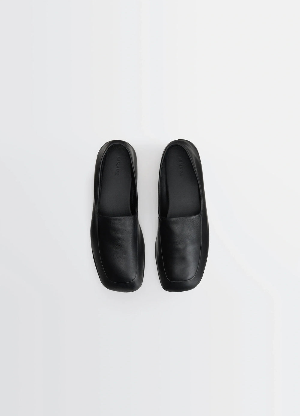 LWG Gold Indoor Slippers in Nappa Lamb Leather Black, product shot, top view square toe design