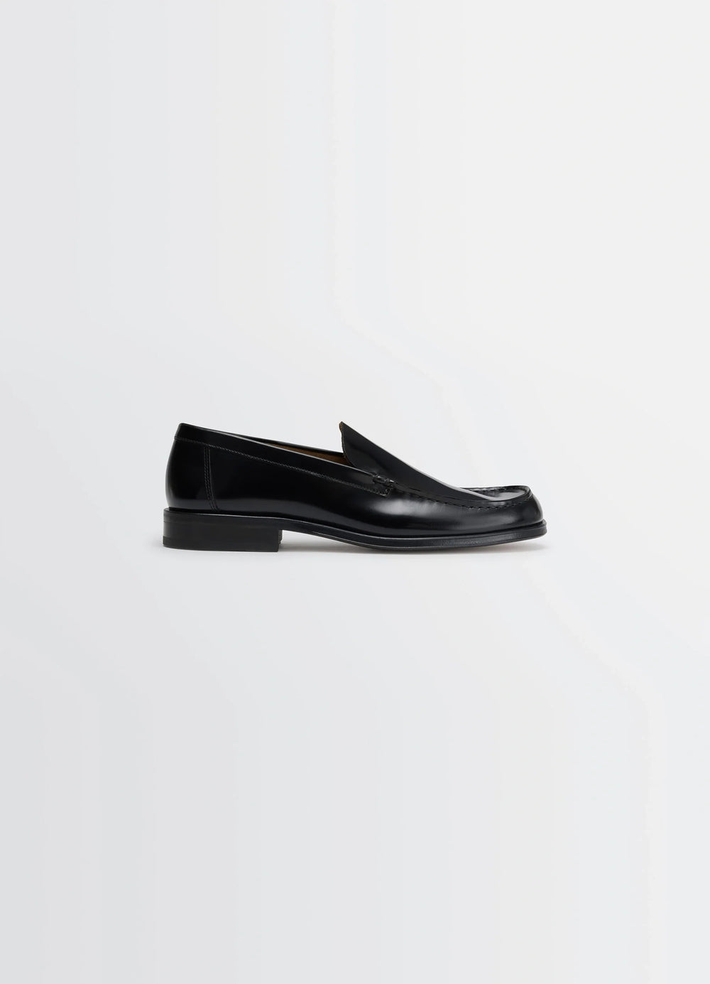 Inspired Formal Loafers in Shiny Smooth Black Leather, product shot, Side view Classic design