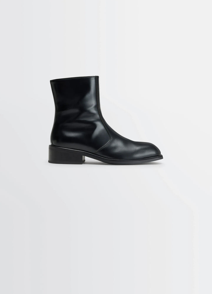 Zipped Boots in Black Calf Leather, product shot, Side view Ankle height, formal