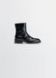 Zipped Boots in Shiny Black Calf Leather, product shot, Side view Ankle height, smooth finish