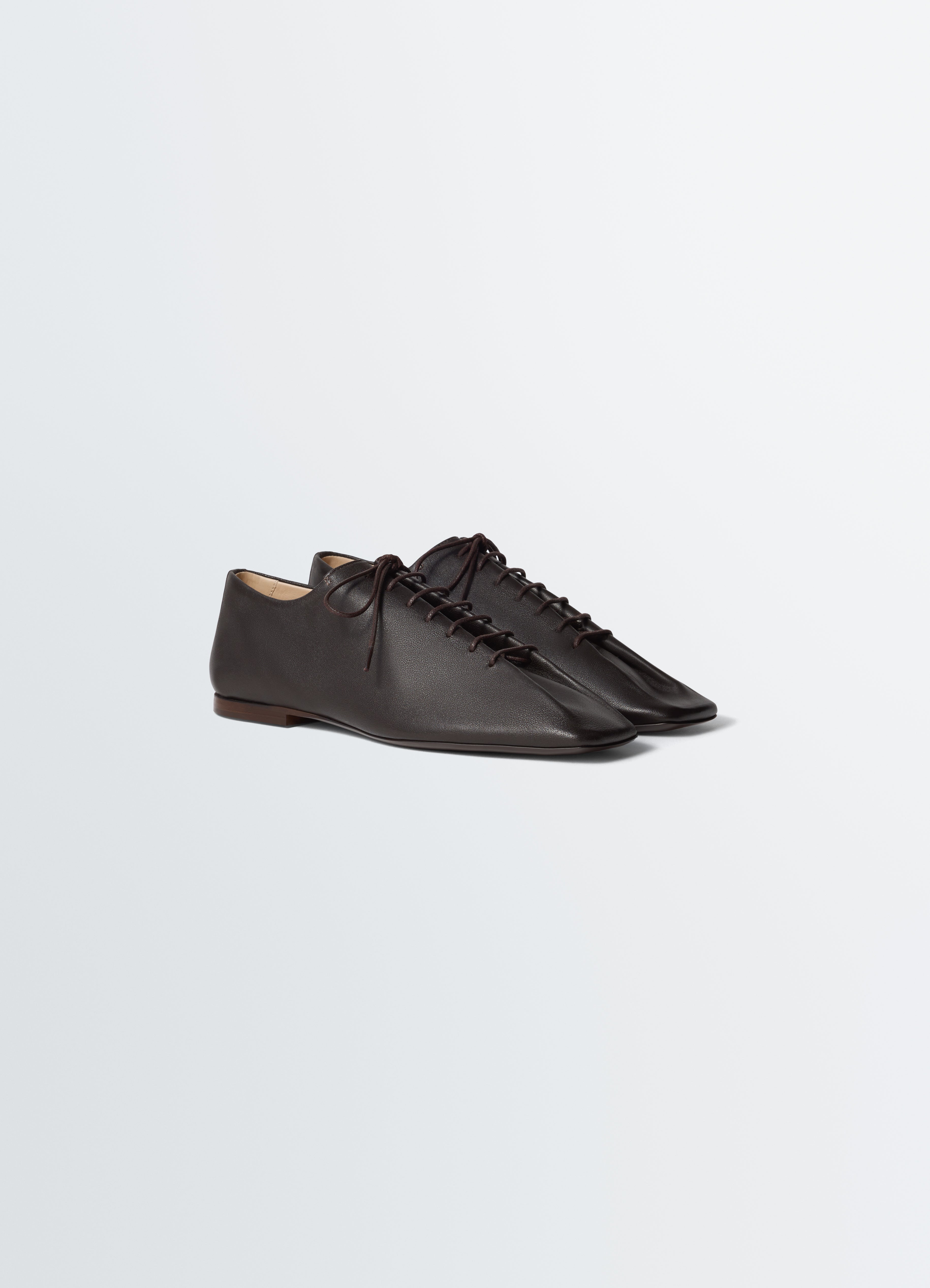 SOURIS FLAT CLASSIC DERBIES IN LEATHER - Dark Chocolate - Washed