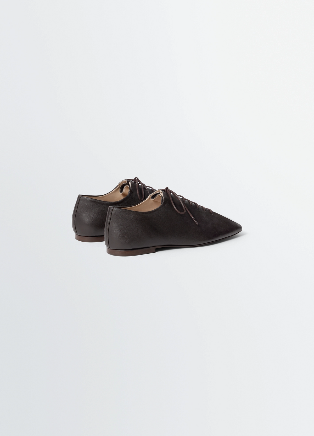 SOURIS FLAT CLASSIC DERBIES IN LEATHER - Dark Chocolate - Washed