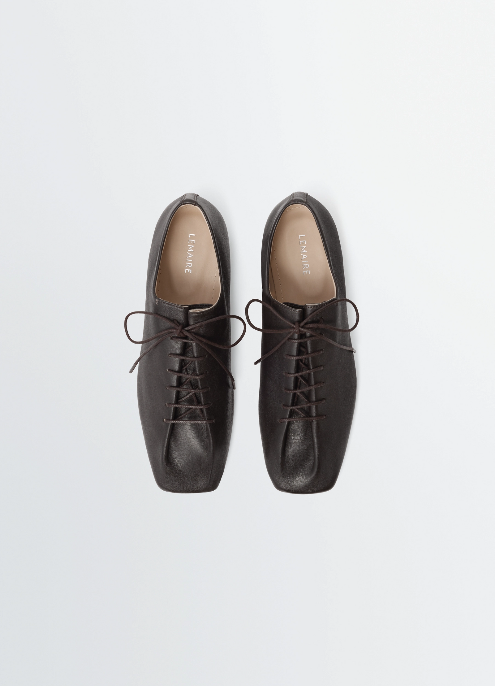 Derbies souris classiques plates en cuir nappa