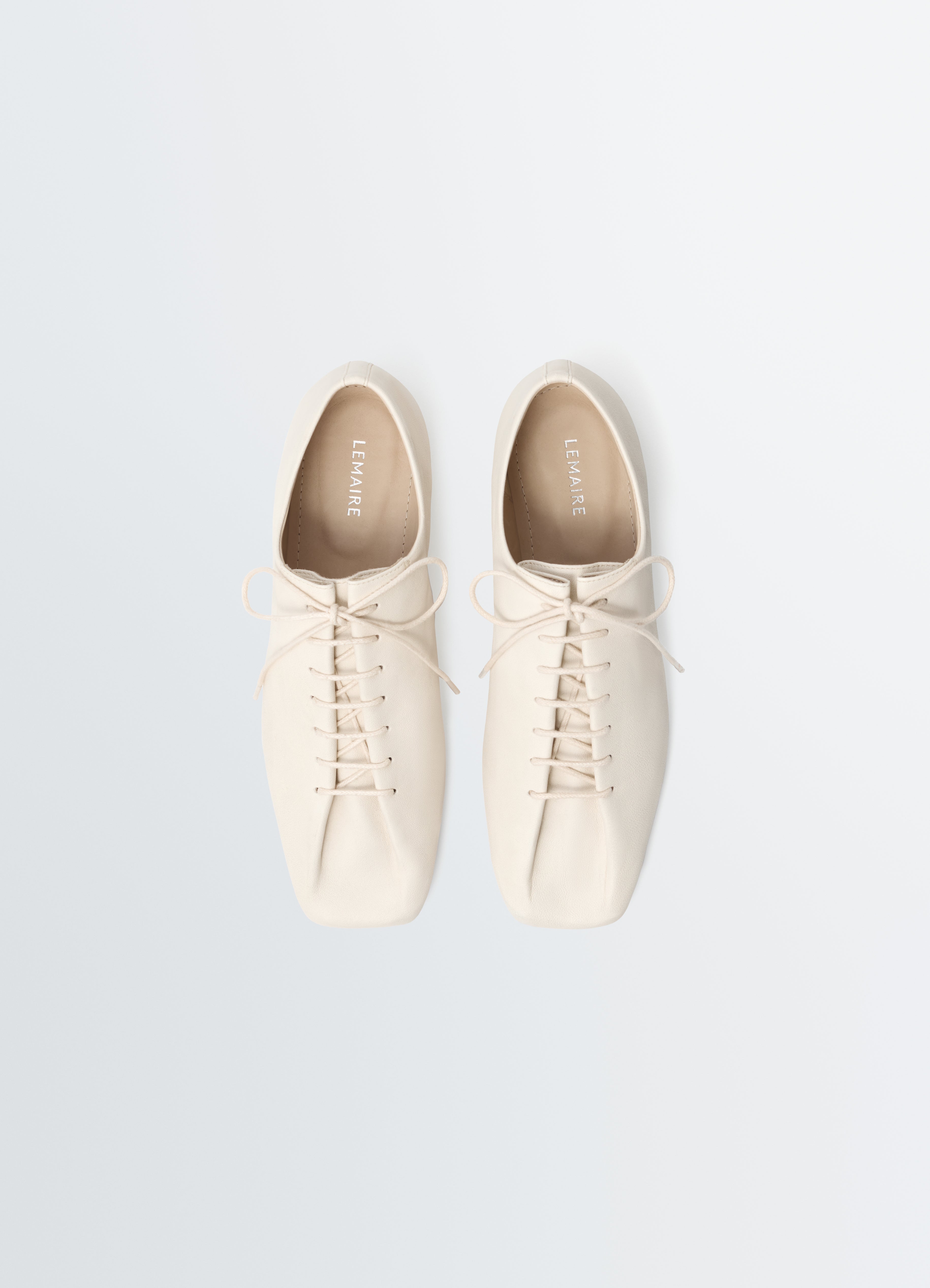 SOURIS FLAT CLASSIC DERBIES IN LEATHER - White - Washed Nappa
